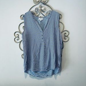 White and navy blue striped tank top